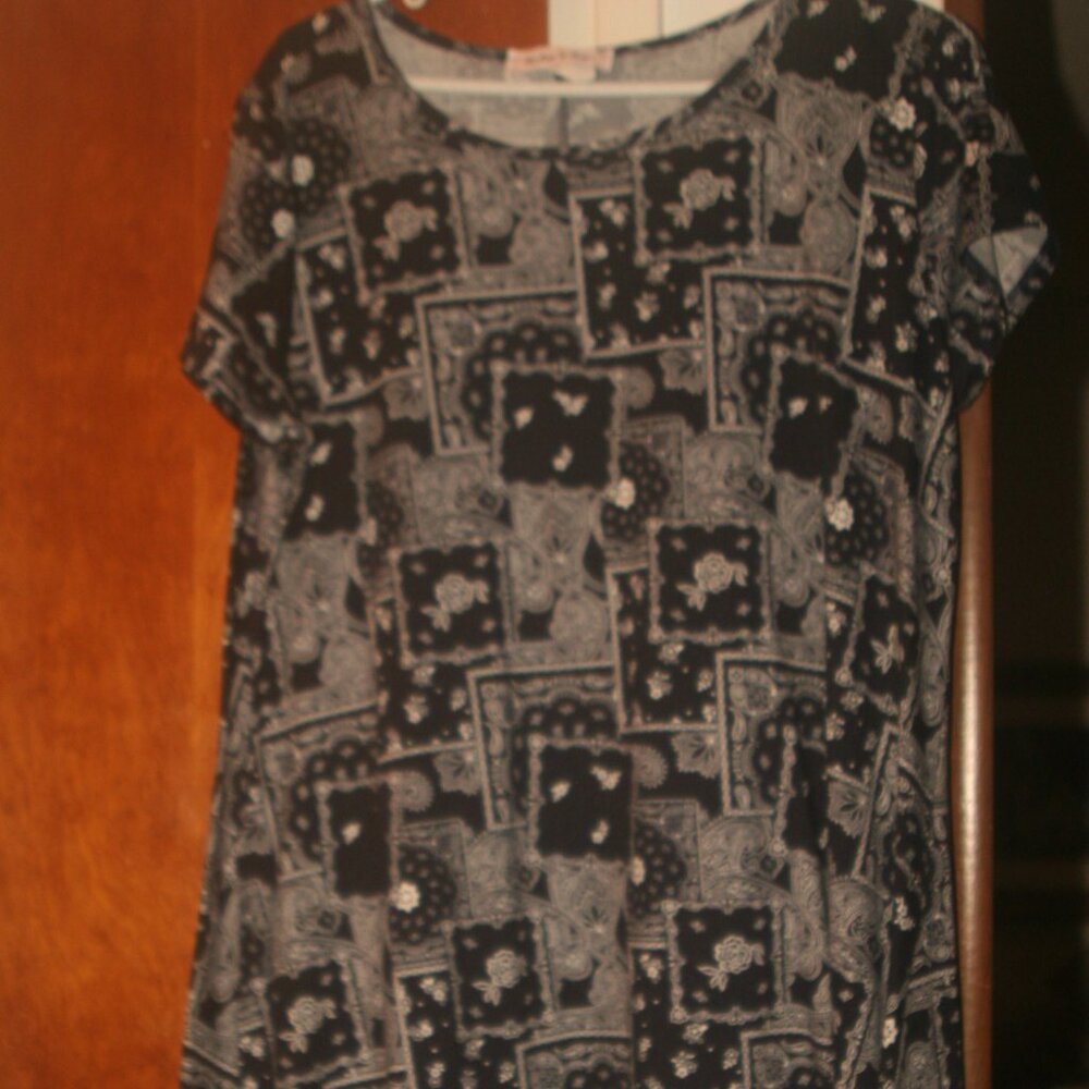 Blue and White Cotton Western Summer Dress Size Large
